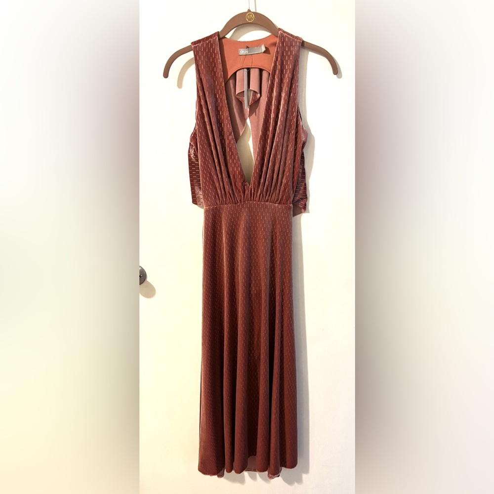 ASOS Brown Ruched Dolman Sleeve Cocktail Gown